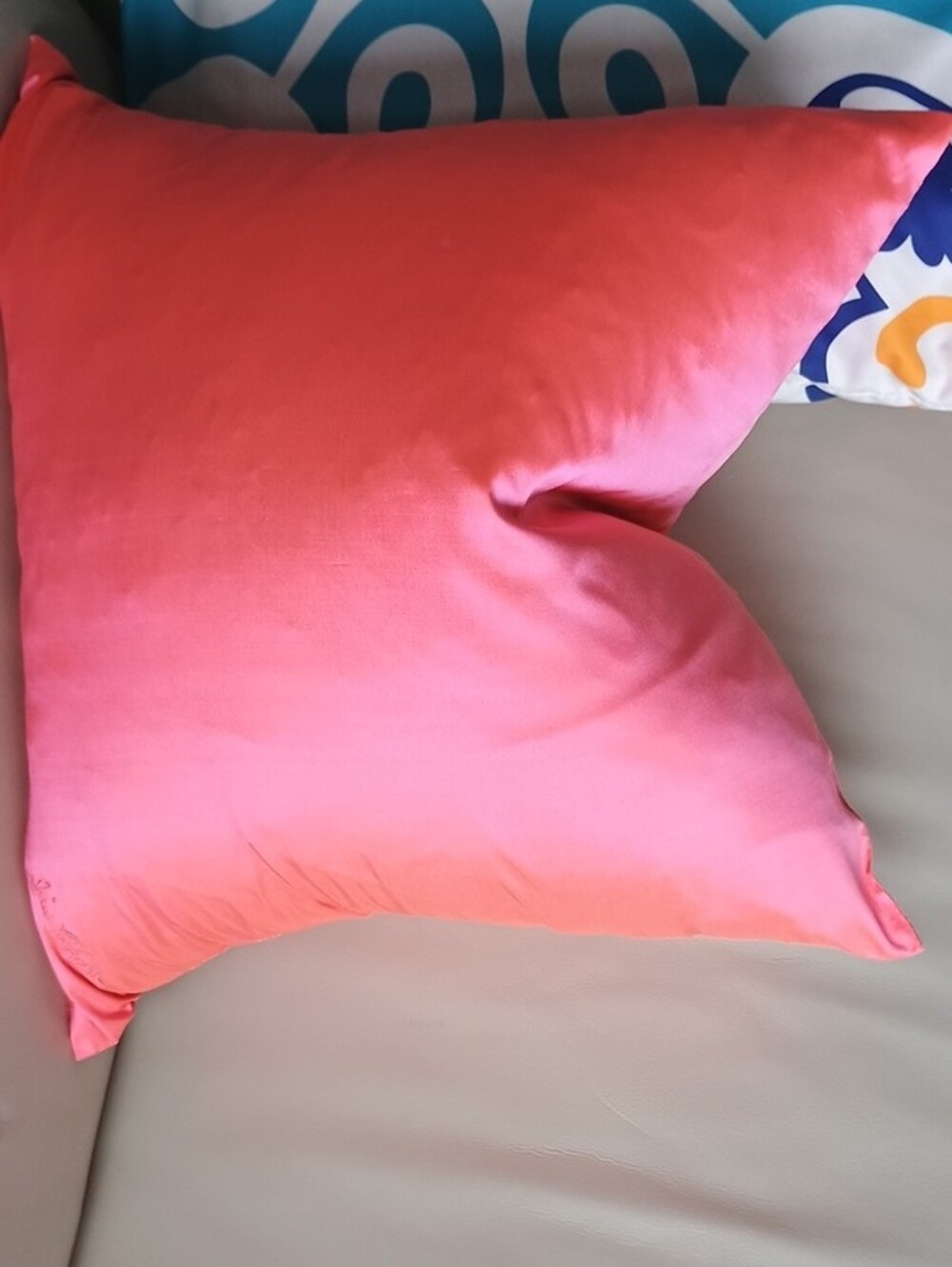 Jim Thompson Solid Thai Silk Coral Pink Pillow Case 15.5 X15.25 In